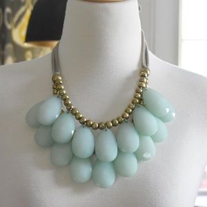 Anthropologie Stormy Seas Necklace Mint Statement Bib Necklace